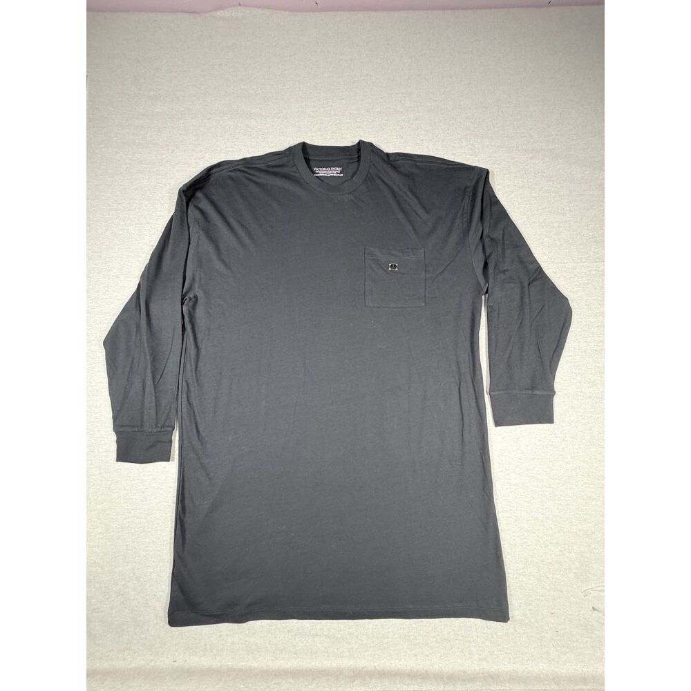Victoria's Secret 3/4 Sleeve Night Shirt Black Oversized XS Pocket Sleep Lounge
